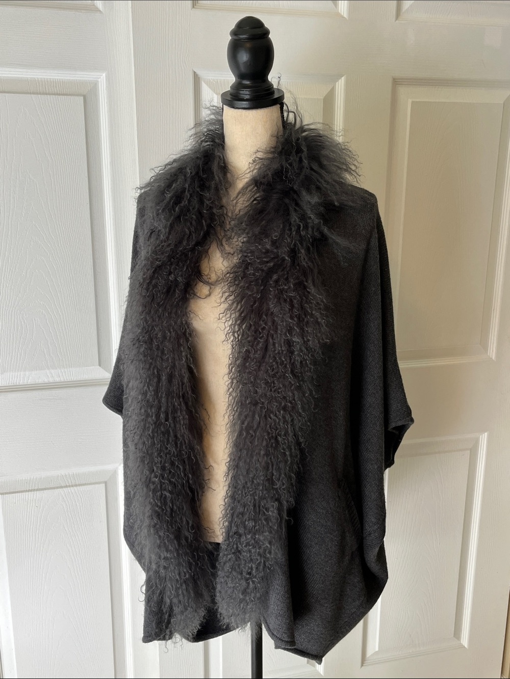 Linda Richards Luxury charcoal color with sheep trimming one size cover up